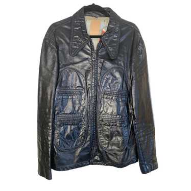 Vintage Vintage 1970s Leather Jacket Wide Lapel F… - image 1