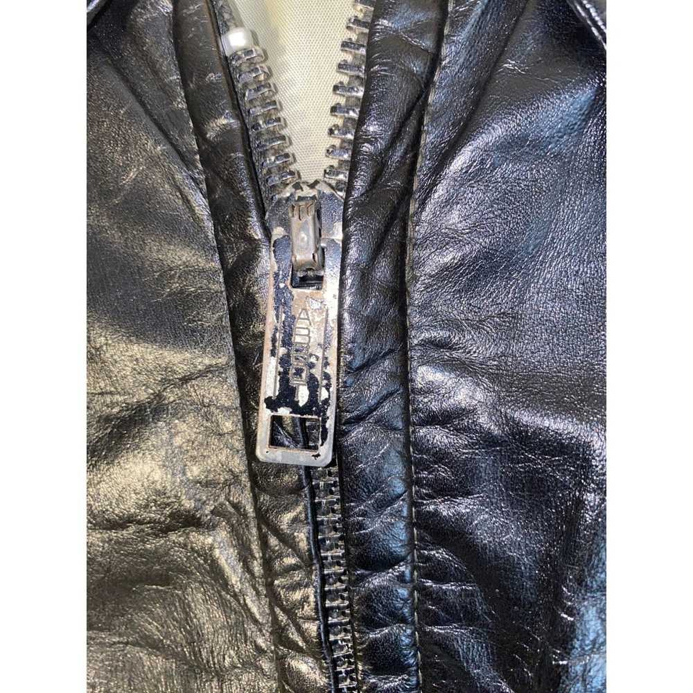 Vintage Vintage 1970s Leather Jacket Wide Lapel F… - image 2
