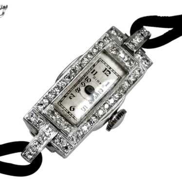 Art Deco Birks Platinum Diamond Wrist Watch