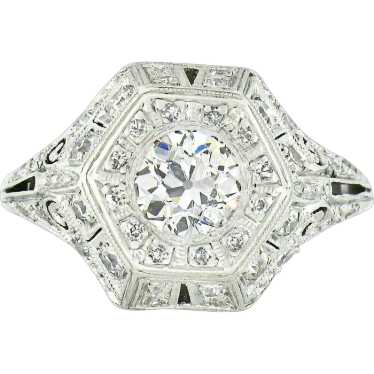 Antique Edwardian Platinum European Diamond Milgra