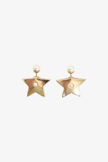 Dior Faux Pearl Tribales Stud Earrings w/ Crystal… - image 1