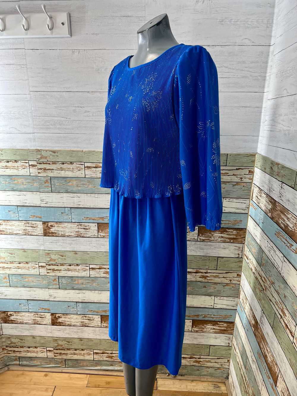 70’s Dark blue Pleaded Top Maxi Dress - image 4