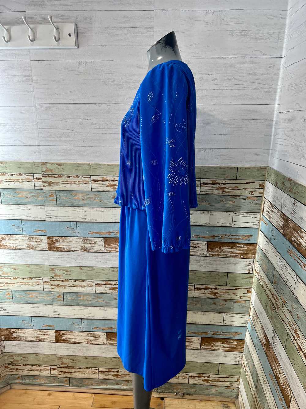70’s Dark blue Pleaded Top Maxi Dress - image 5