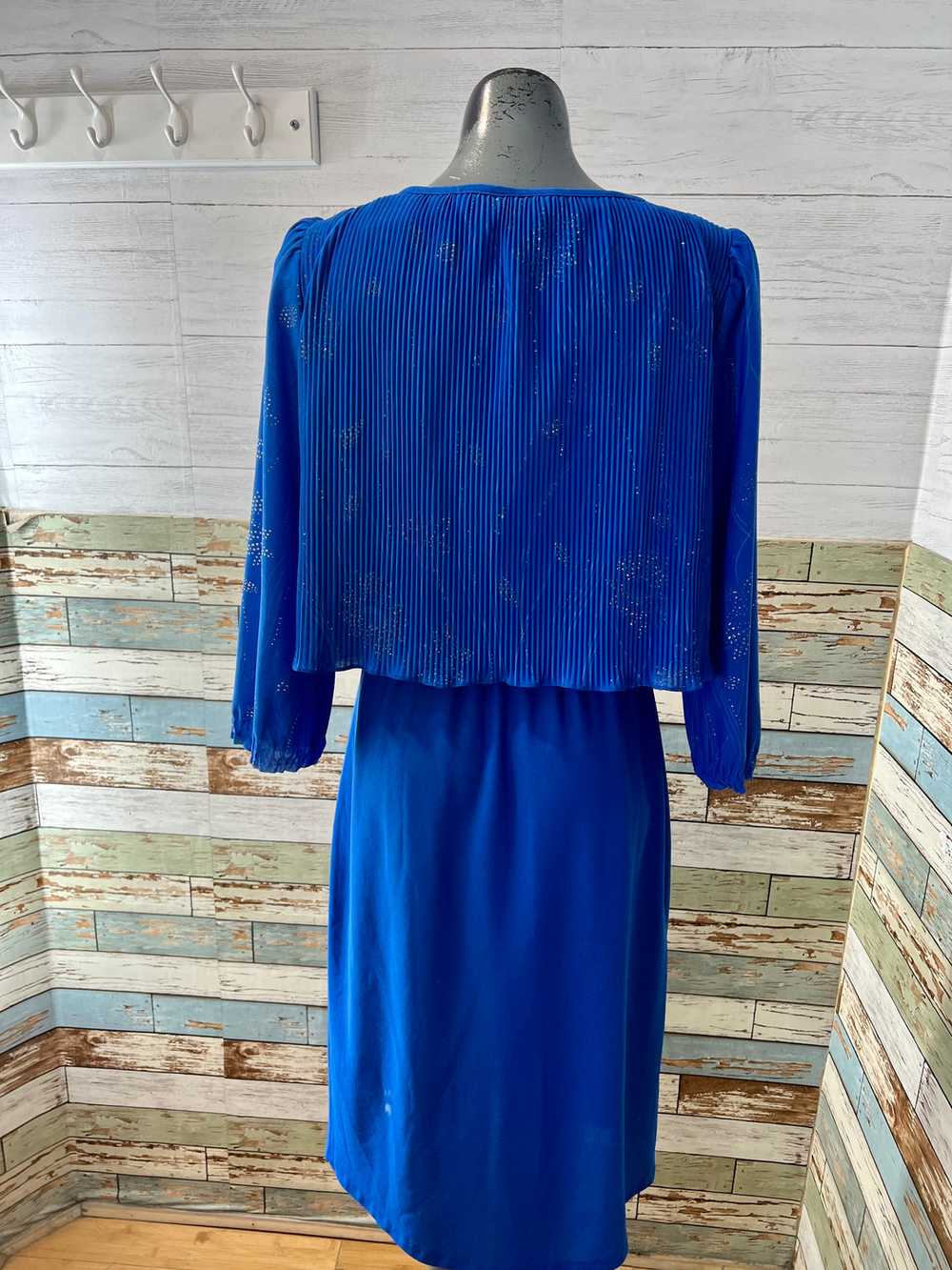 70’s Dark blue Pleaded Top Maxi Dress - image 6