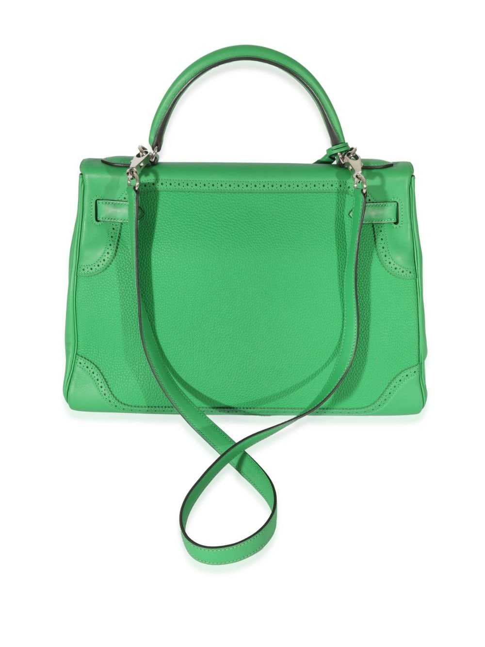 66704 auth HERMES green leather Vert Cypress Togo KELLY 28 TOUCH Bag Ghw