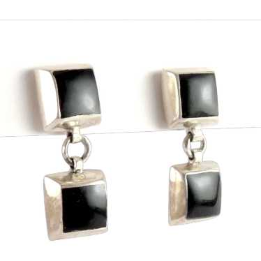 Silpada Sterling & Onyx Squares Dangle Earrings - image 1