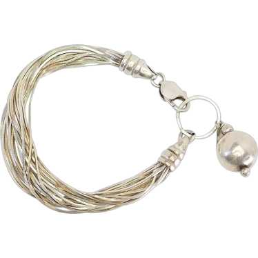 Funky multi strand chain ball detail sterling sil… - image 1