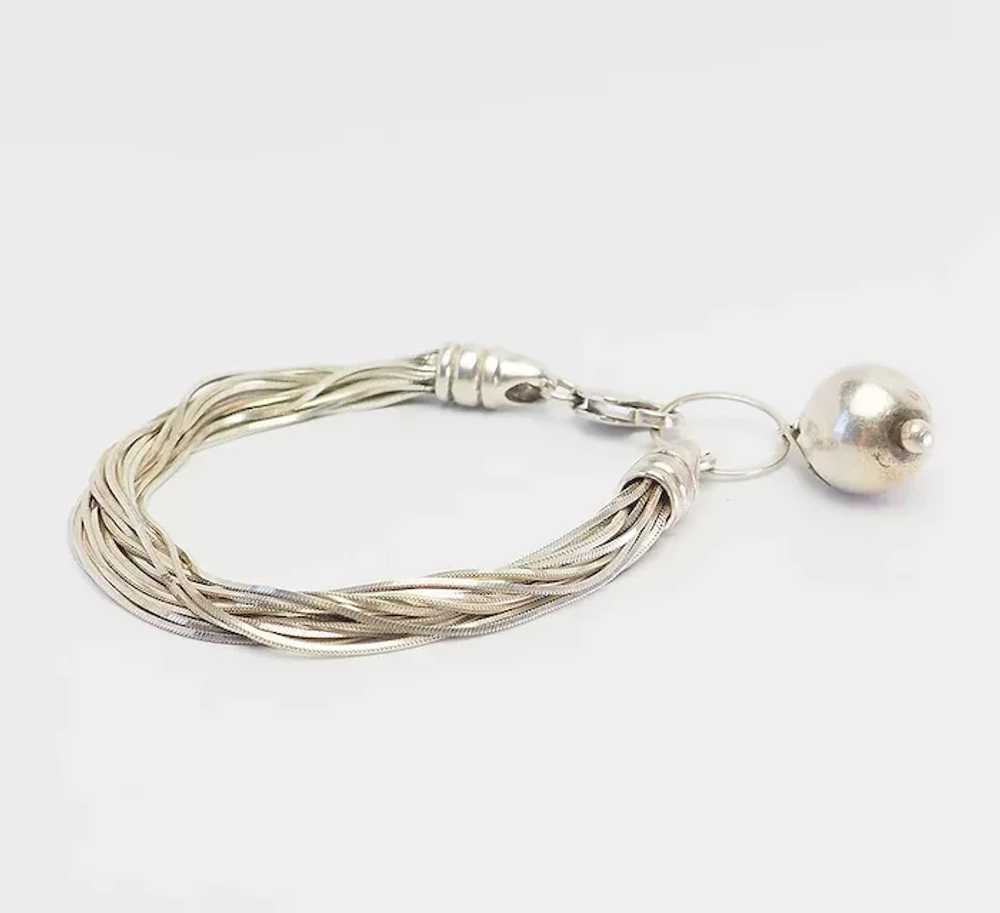 Funky multi strand chain ball detail sterling sil… - image 2