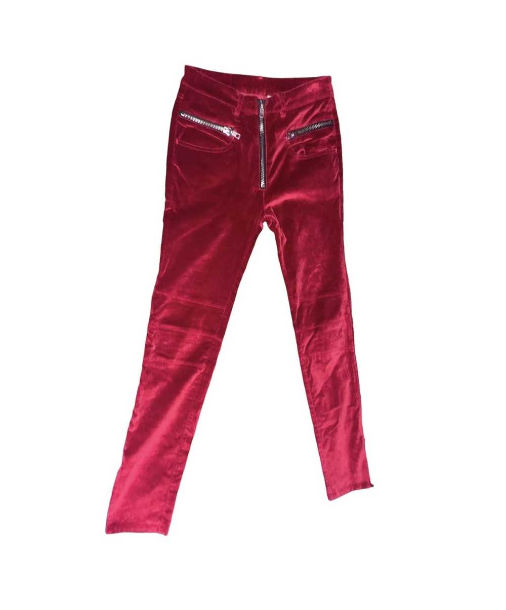 UNIF UNIF Red Velvet Zipper Pants - image 1