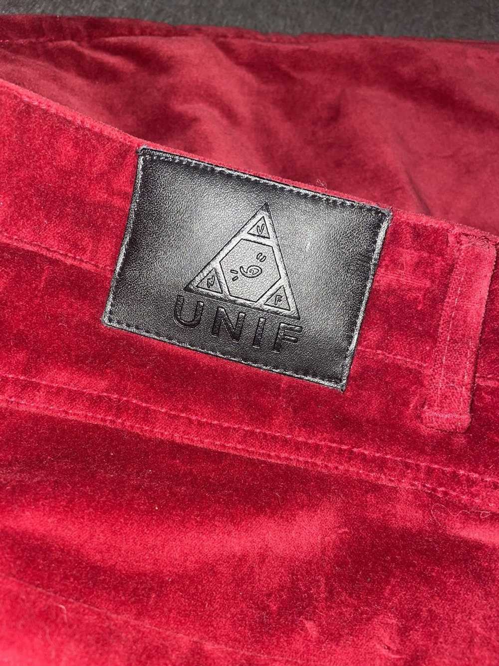 UNIF UNIF Red Velvet Zipper Pants - image 2