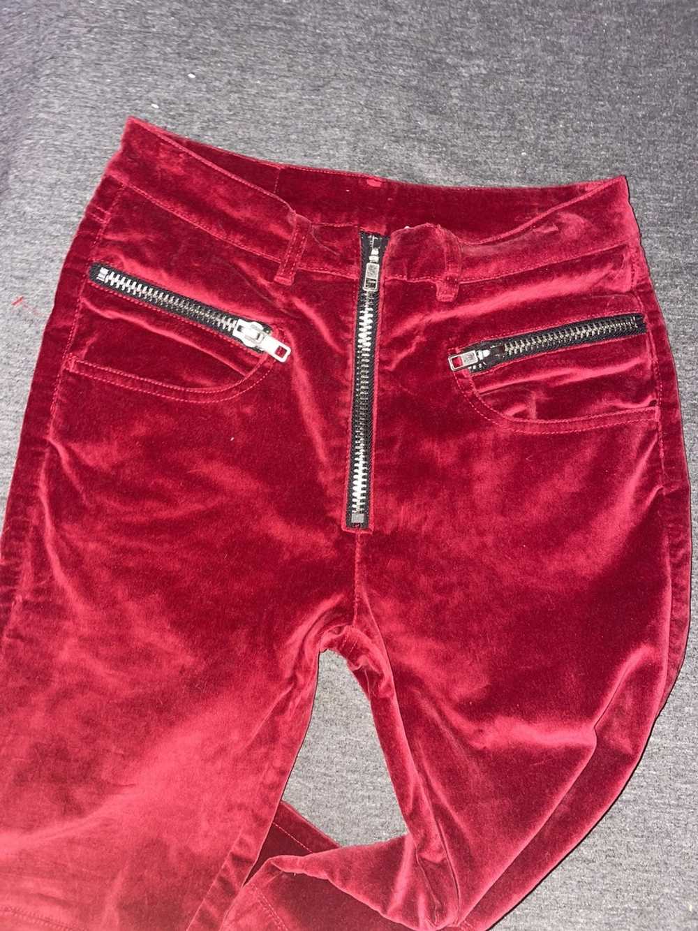 UNIF UNIF Red Velvet Zipper Pants - image 4