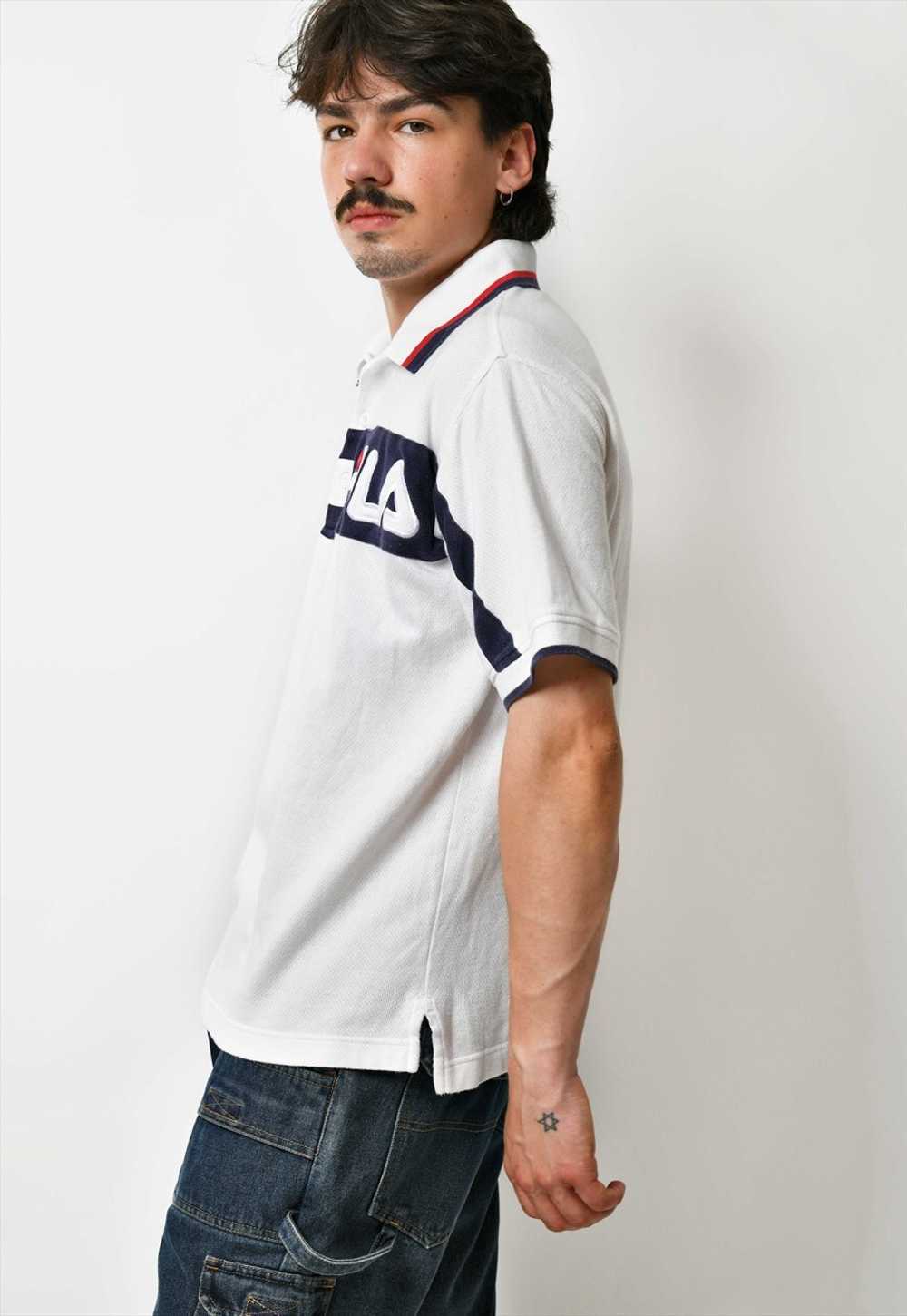 FILA vintage polo shirt me's white 90s style clas… - image 4