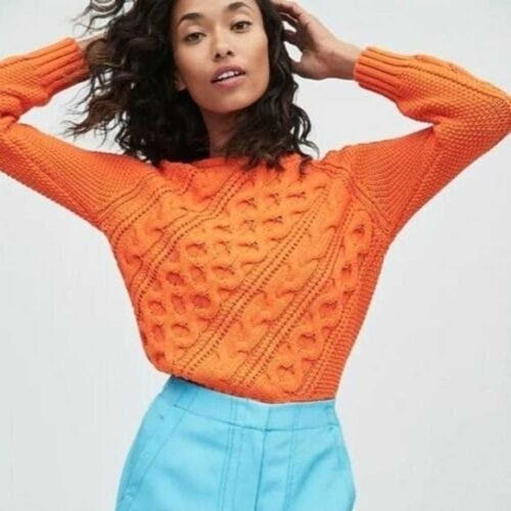 J.Crew J. Crew Womens L Orange Long Sleeves Diago… - image 1