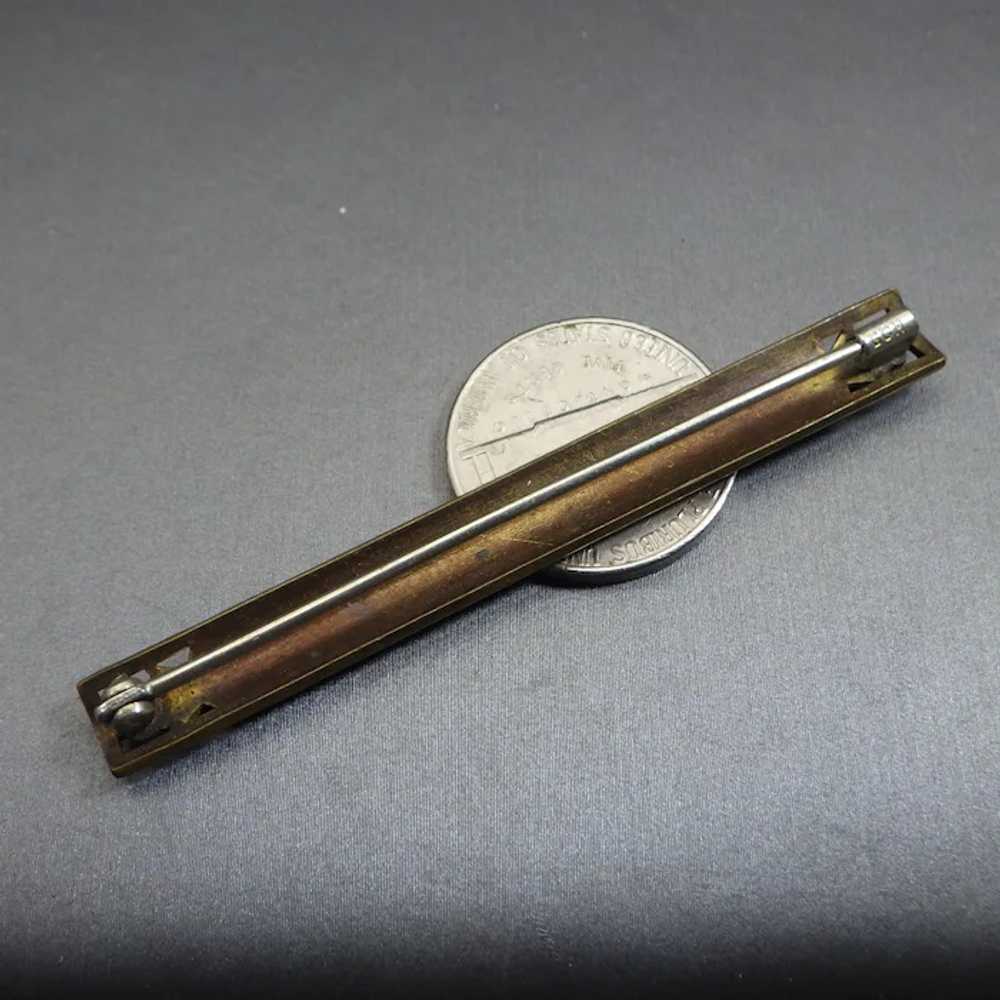 Victorian Rose Gold Bar Pin, Cut Work Design, Ele… - image 3