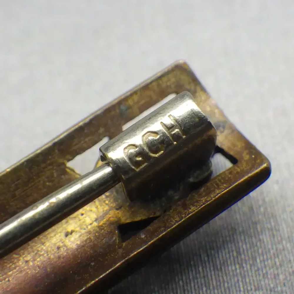 Victorian Rose Gold Bar Pin, Cut Work Design, Ele… - image 5