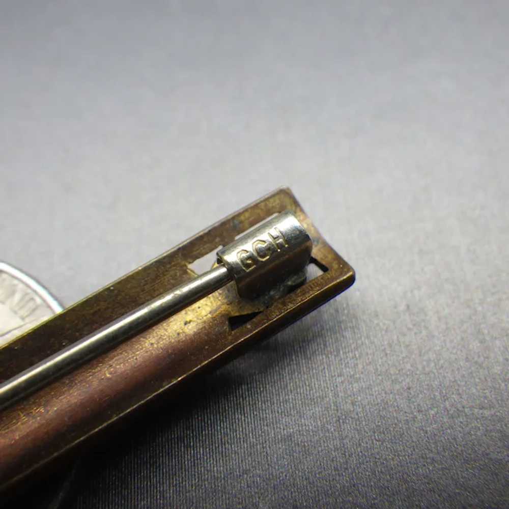 Victorian Rose Gold Bar Pin, Cut Work Design, Ele… - image 6