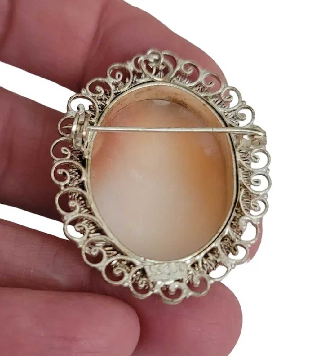 Sterling Silver BS 800 Carved Shell Cameo Brooch … - image 6