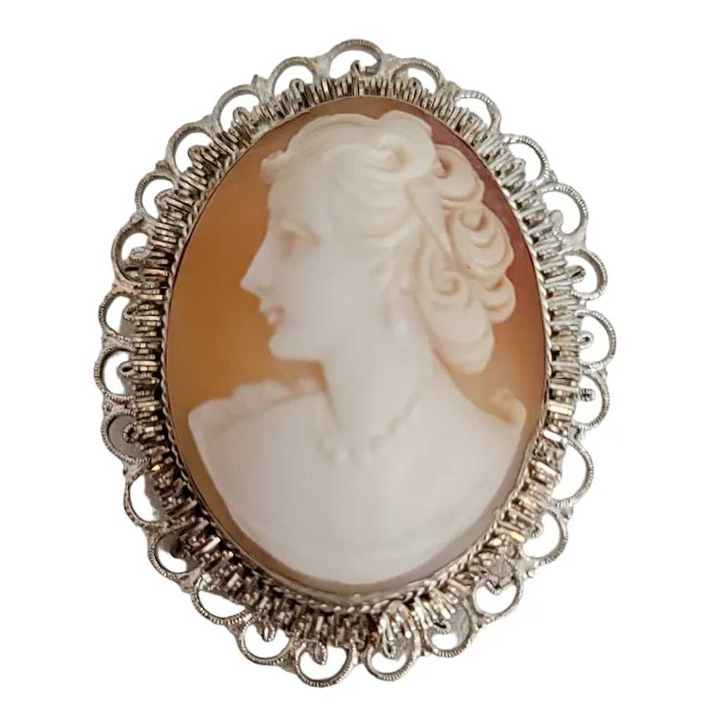 Sterling Silver BS 800 Carved Shell Cameo Brooch … - image 9