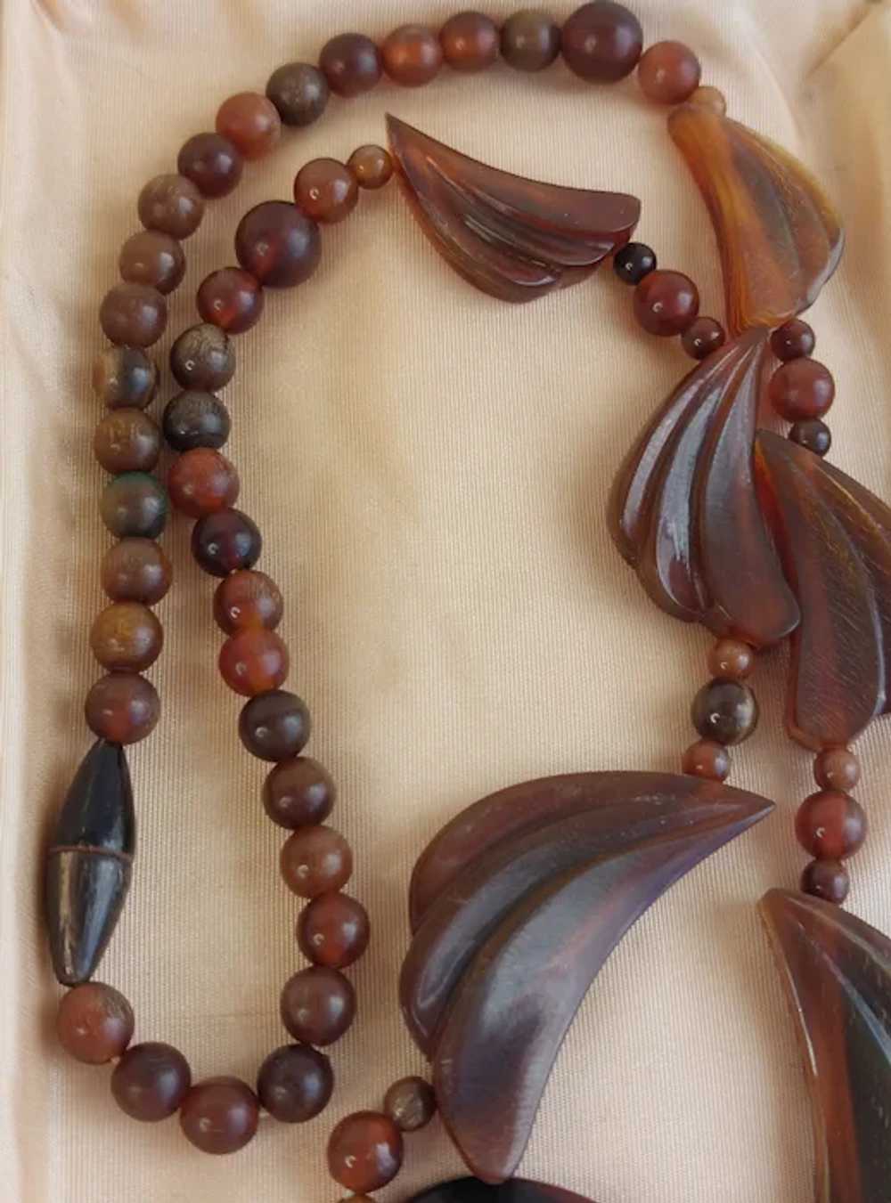 Art Deco Hand Carved Horn Necklace - image 3