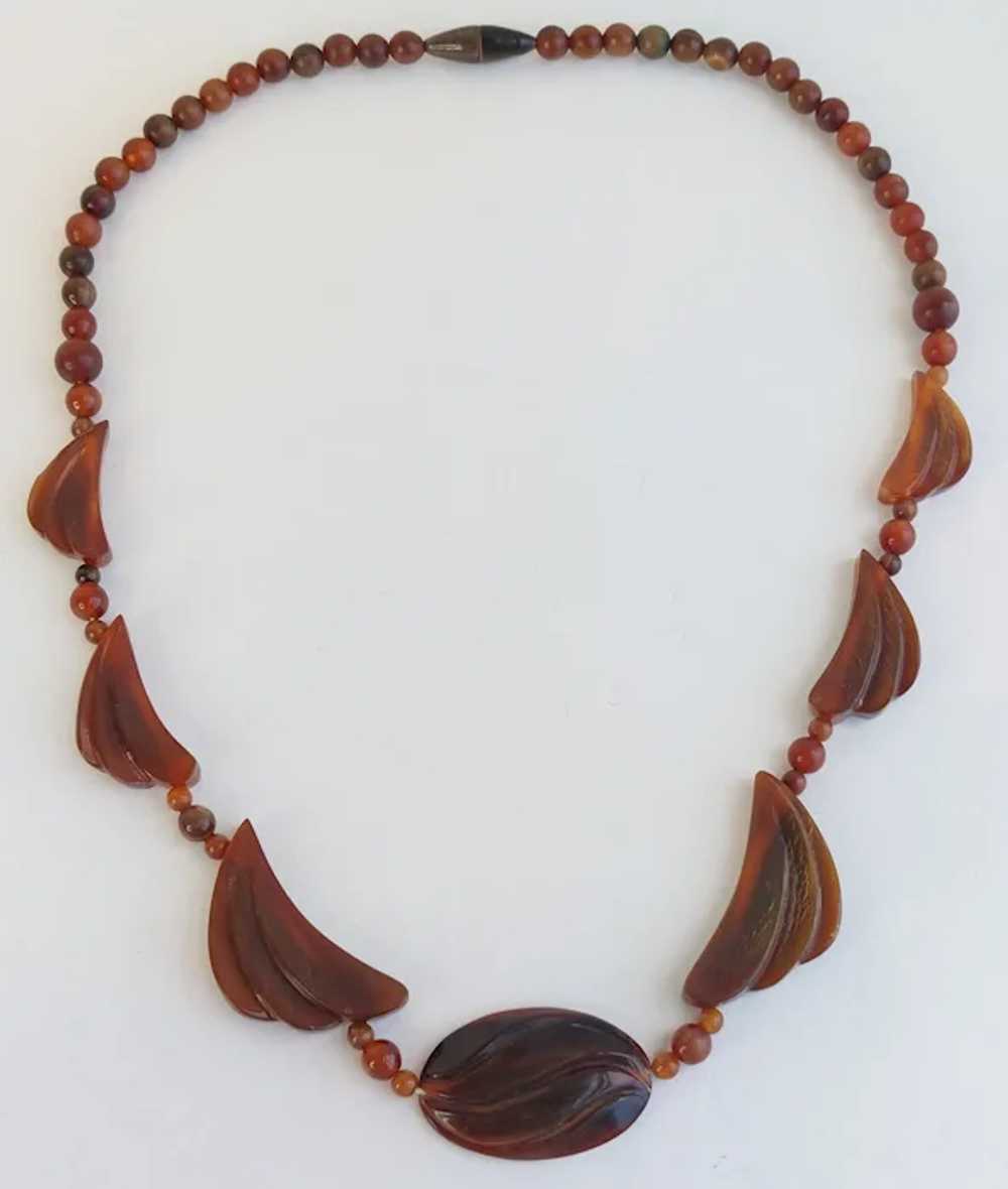 Art Deco Hand Carved Horn Necklace - image 6