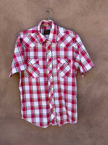 Rustler Red Plaid X-Long Tails Red Button Snap