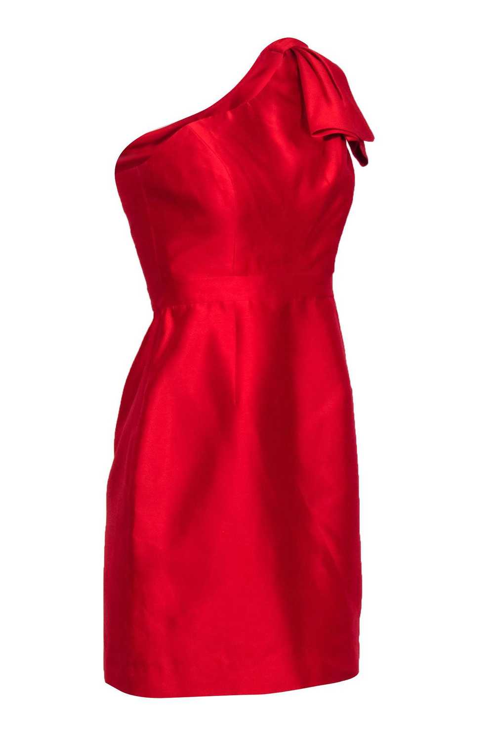 Shoshanna - Red Silk One-shoulder Dress Sz 2 - image 2