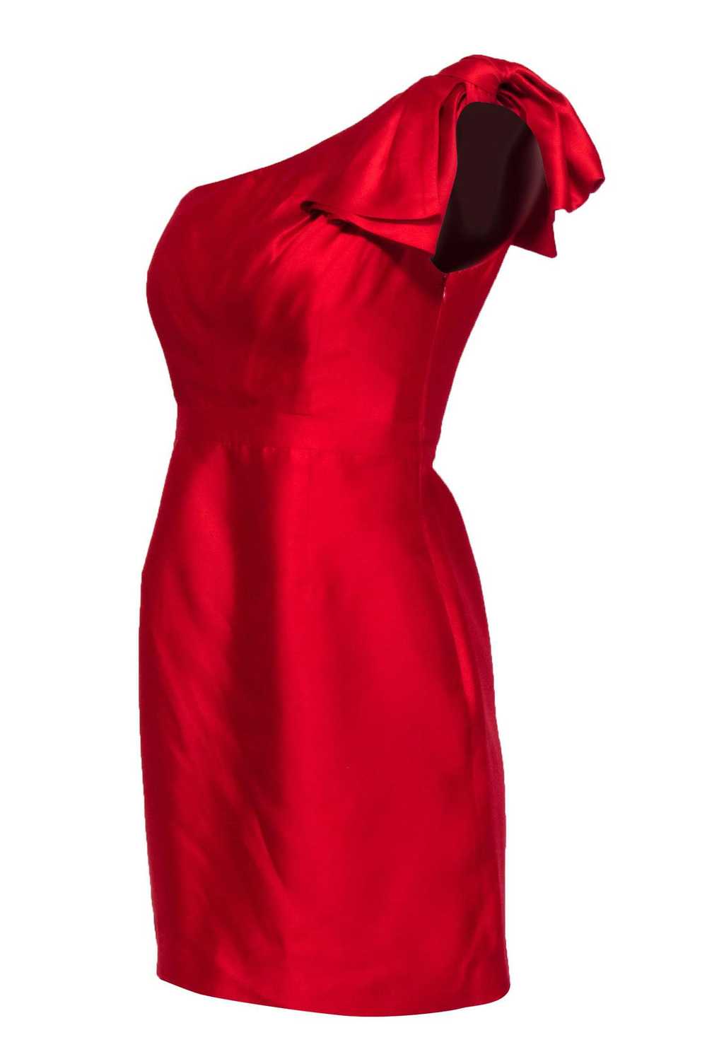 Shoshanna - Red Silk One-shoulder Dress Sz 2 - image 3