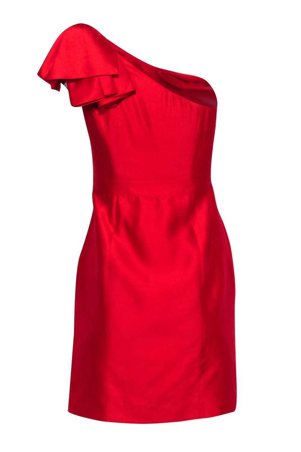 Shoshanna - Red Silk One-shoulder Dress Sz 2 - image 4