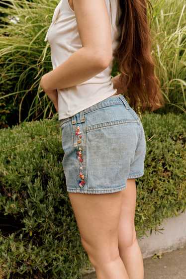 Vintage  70s Floral Jean Shorts