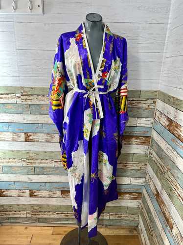 80’s Purple Multicolor Print Kimono By Shanghai So
