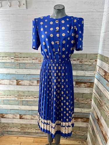 80’s Going 40’s Royal Blue With Gold Circle Print… - image 1