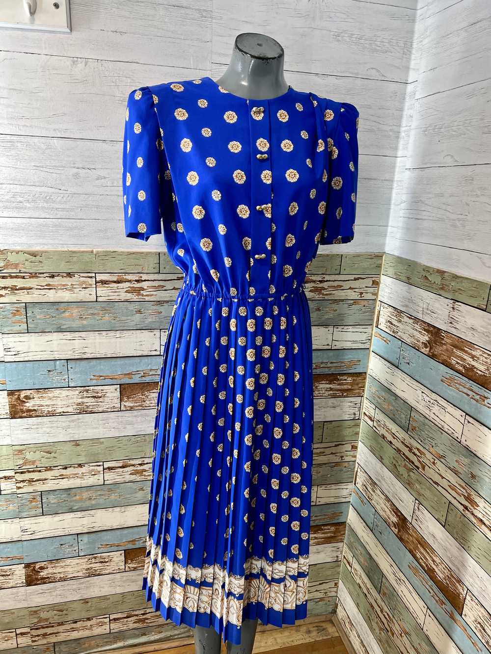 80’s Going 40’s Royal Blue With Gold Circle Print… - image 2