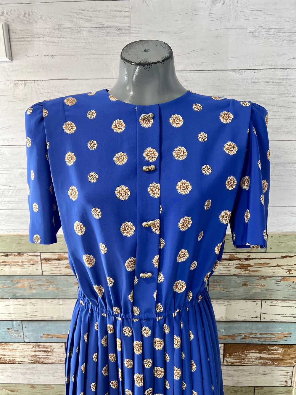 80’s Going 40’s Royal Blue With Gold Circle Print… - image 3