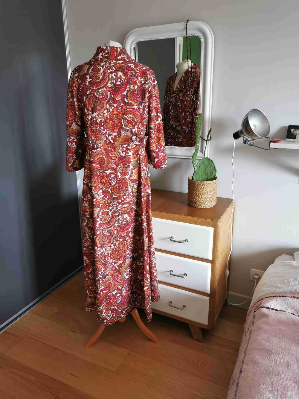 Long cotton dress - Cashmere print long dress Sli… - image 4