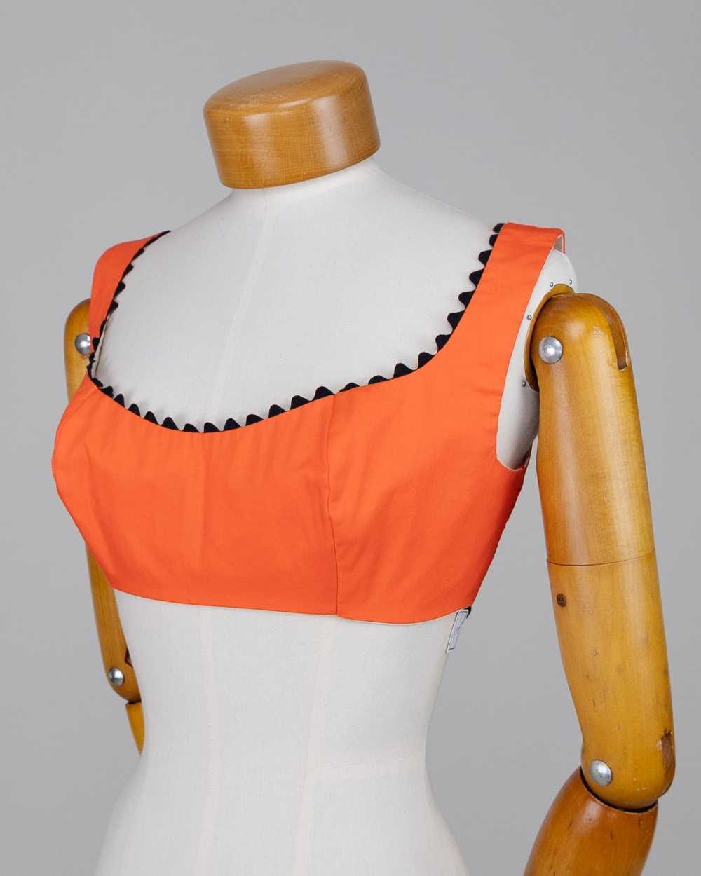 Cotton bra - Orange cotton bra top with rickrack … - image 2