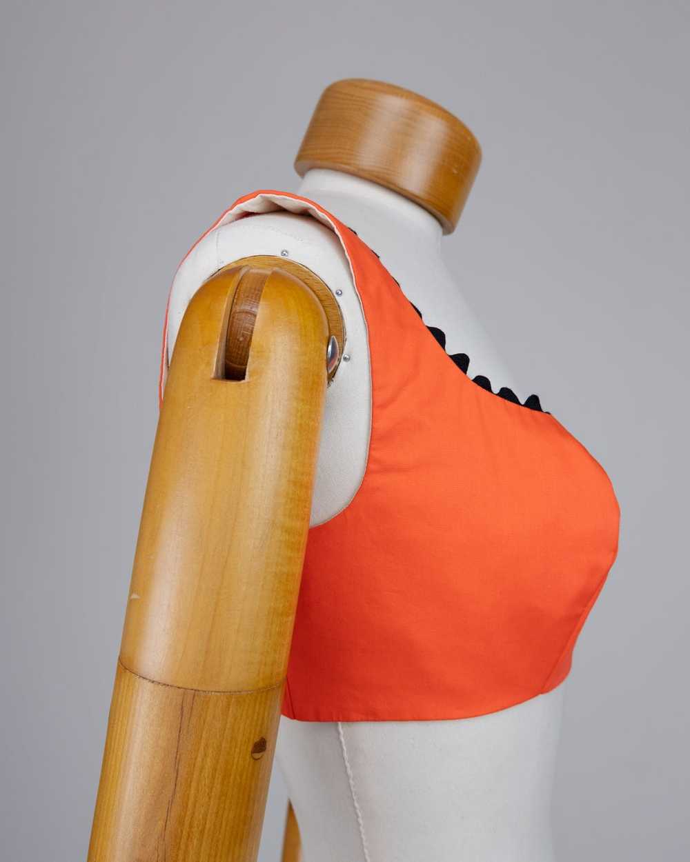 Cotton bra - Orange cotton bra top with rickrack … - image 3