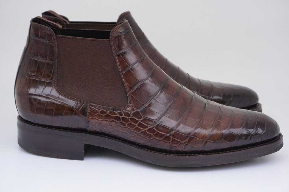 Santoni Santoni Croco Alligator Chelsea Boots EU … - image 3