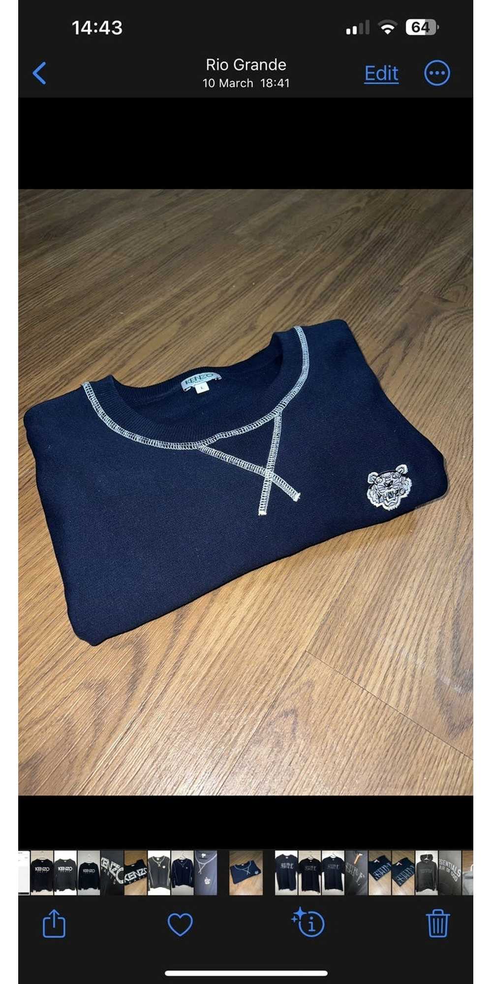 Kenzo Kenzo Navy Crewneck with white stitching - image 1