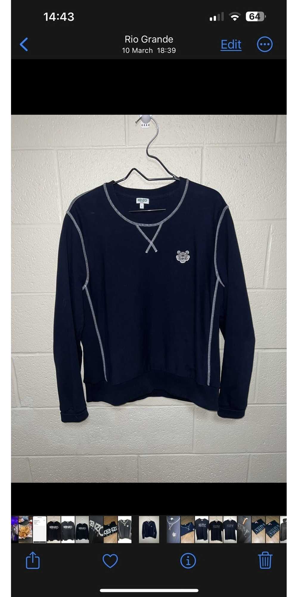 Kenzo Kenzo Navy Crewneck with white stitching - image 2