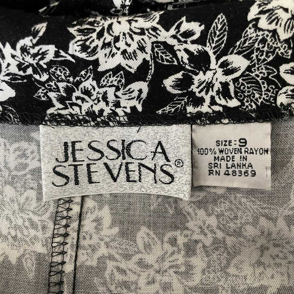 Vintage 90s Jessica Stevens Black White Floral Mi… - image 8