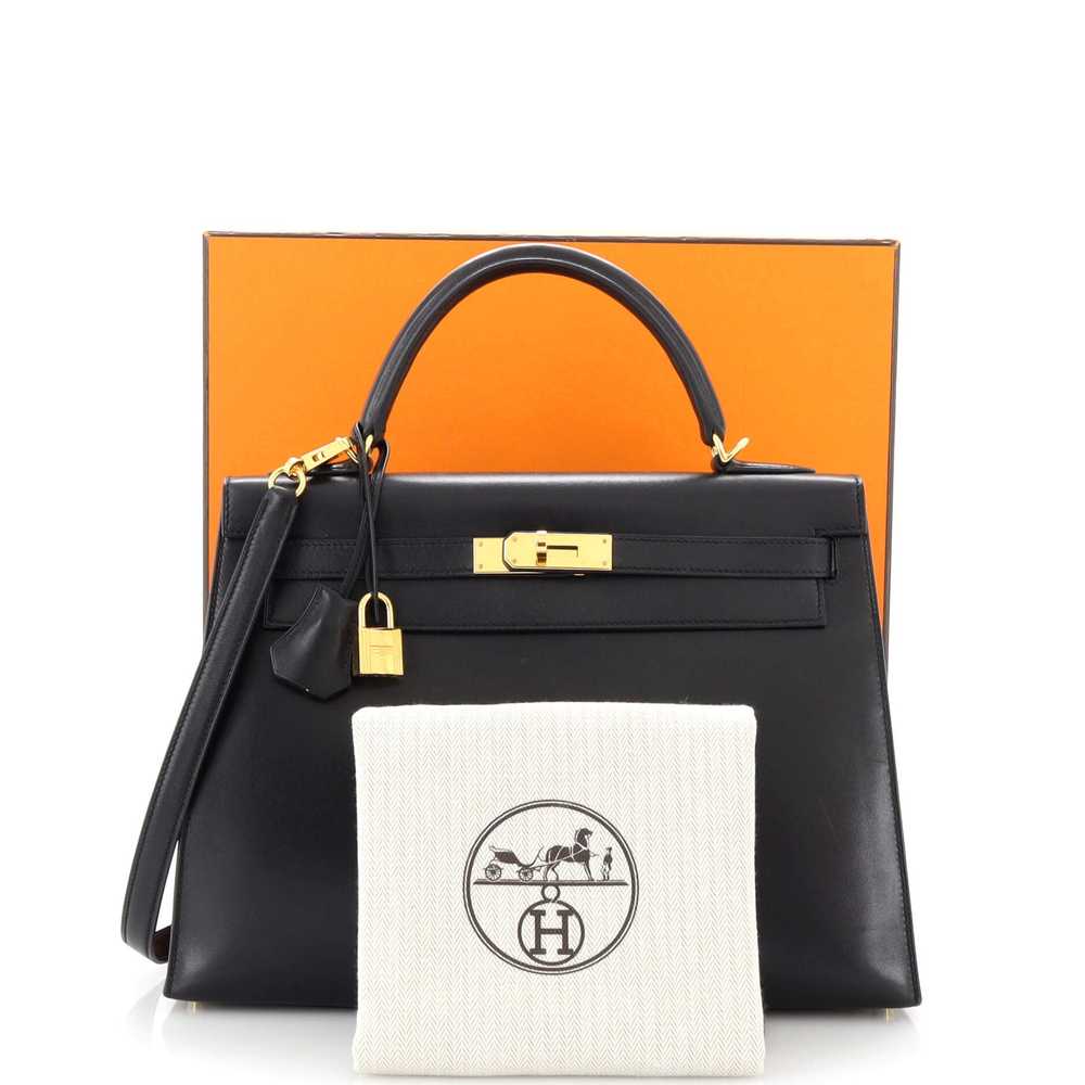 Hermes Kelly Handbag Noir Tadelakt with Gold Hard… - image 2