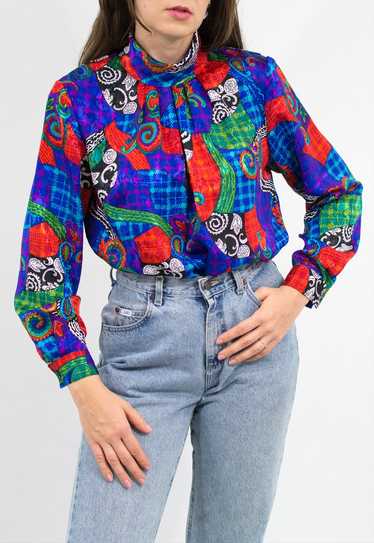 Vintage 80's baroque shirt in multi colour - image 1