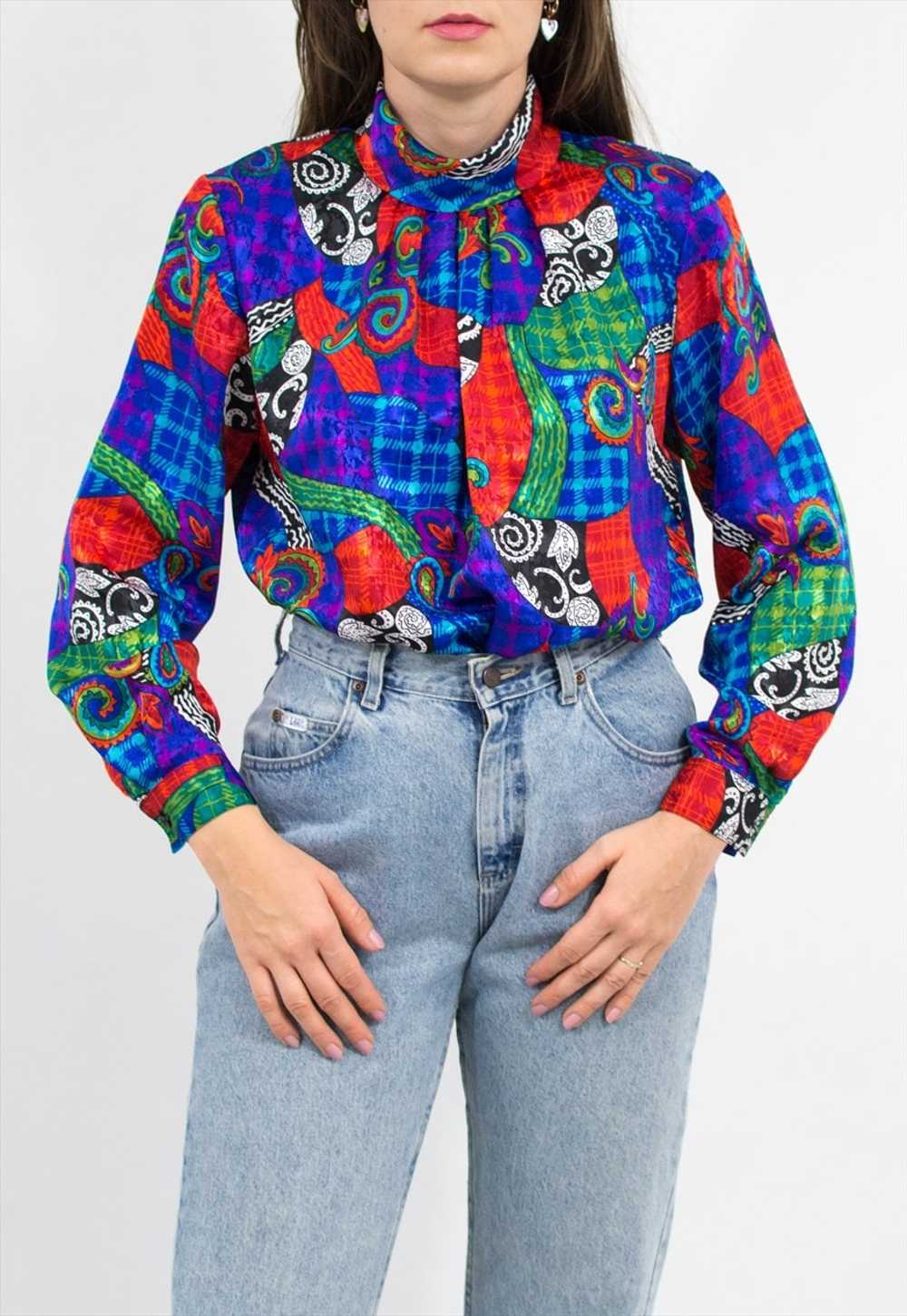 Vintage 80's baroque shirt in multi colour - image 4