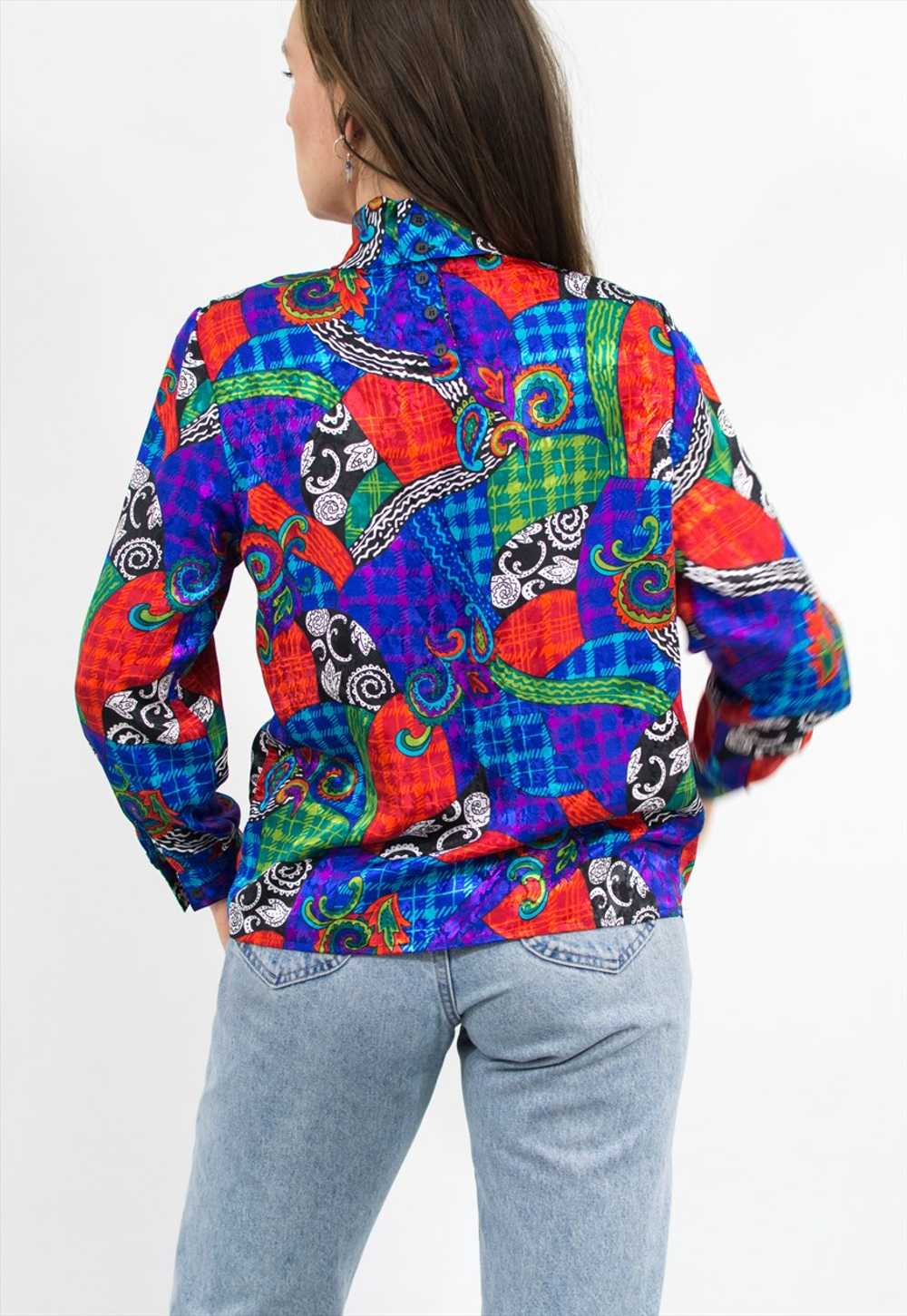 Vintage 80's baroque shirt in multi colour - image 5