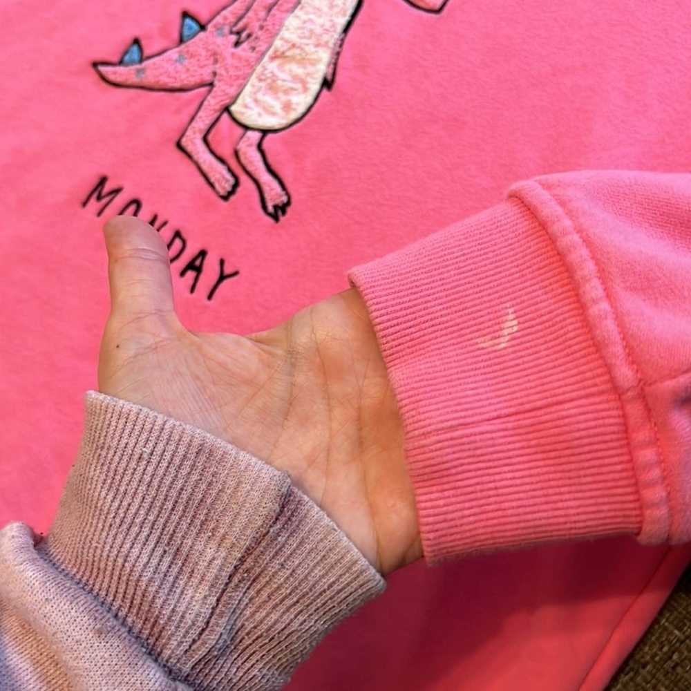 SJYP Korean Streetwear Pink Dino Less Monday More… - image 2