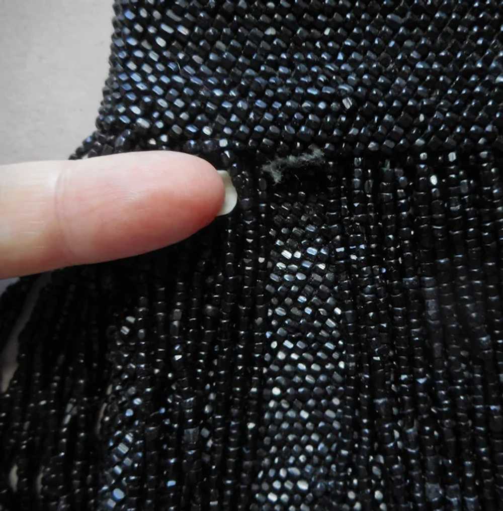 ca 1920 All Black Glass Beads Fringed Purse Antiq… - image 8