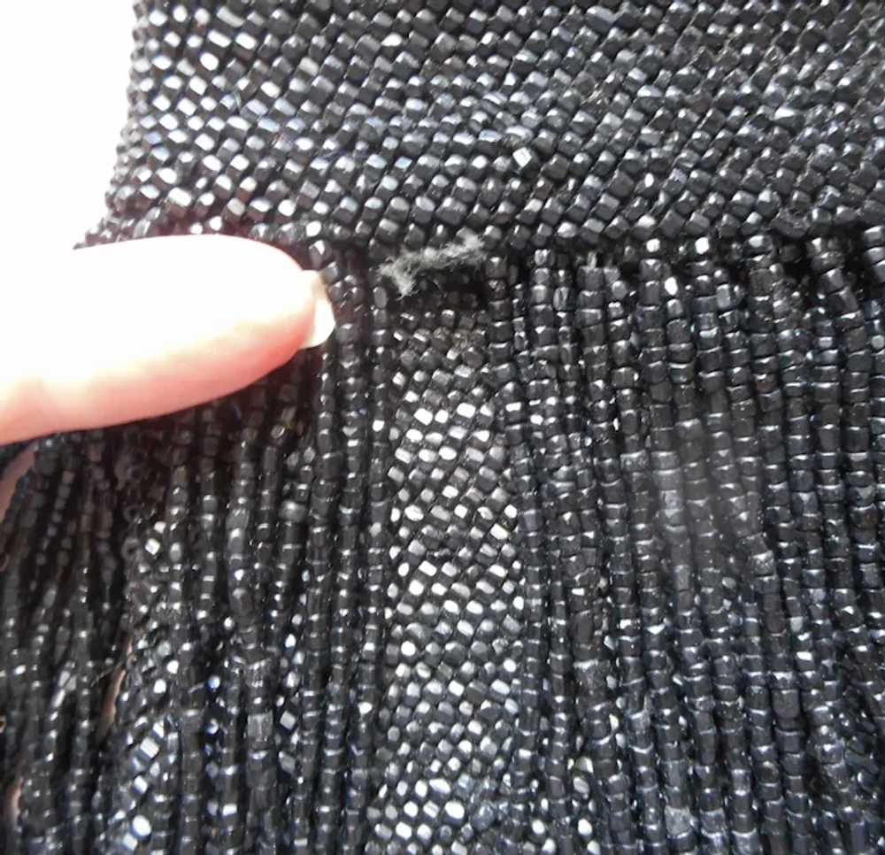 ca 1920 All Black Glass Beads Fringed Purse Antiq… - image 9