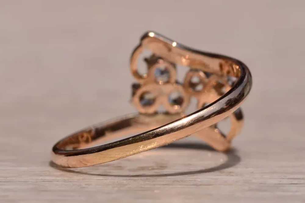 Antique Rose Gold Bypass Style Lucky Clover Diamo… - image 3