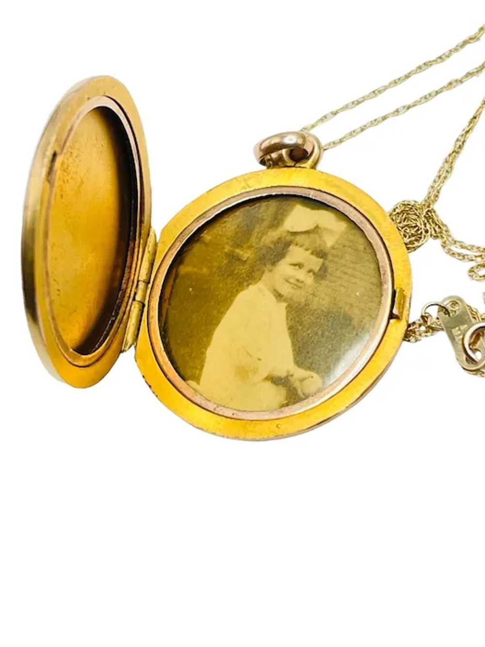 Antique 9k Gold 1906 Locket Pendant 10k Gold Neck… - image 6