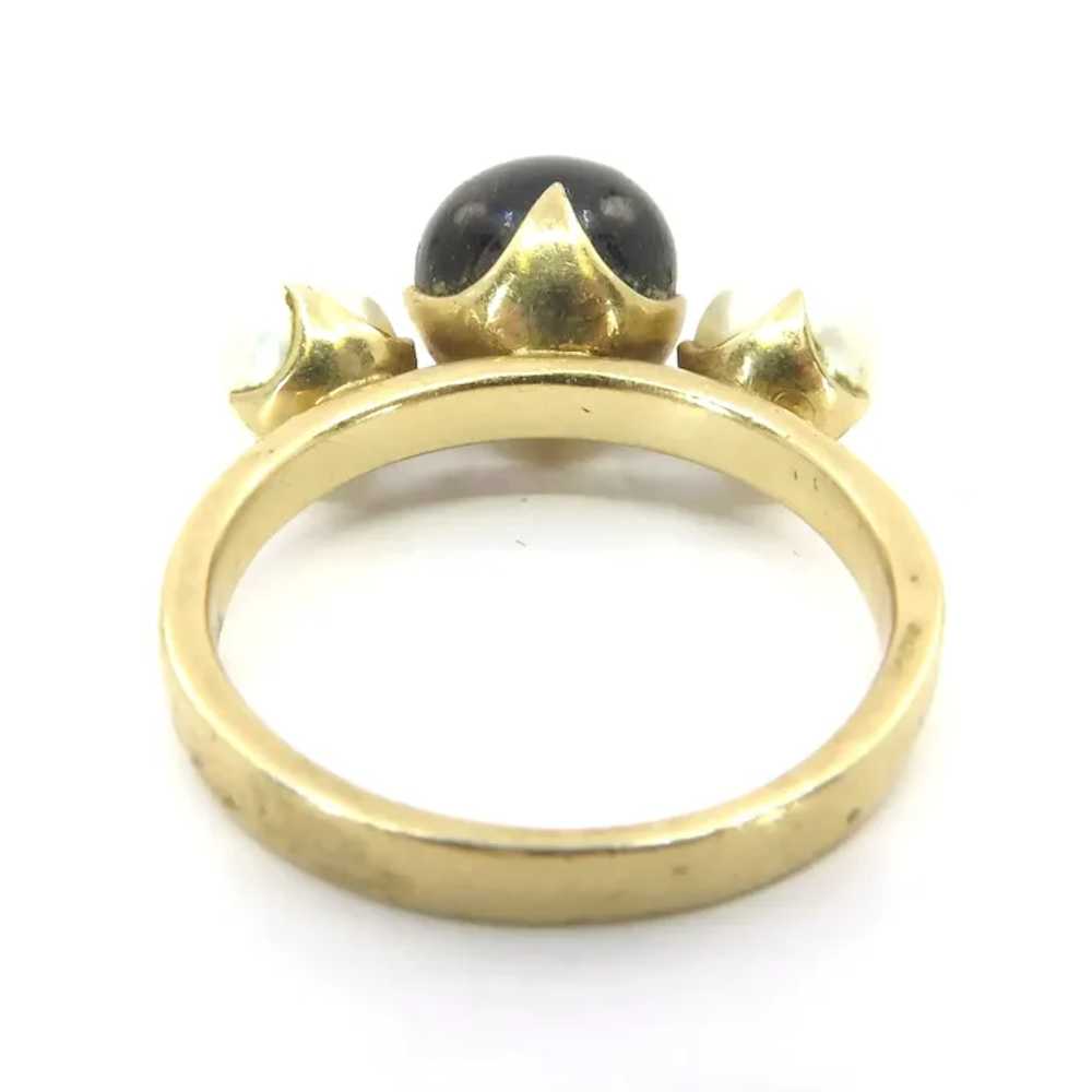 Cultured Pearl & Black Onyx 14K Yellow Gold Ring - image 5